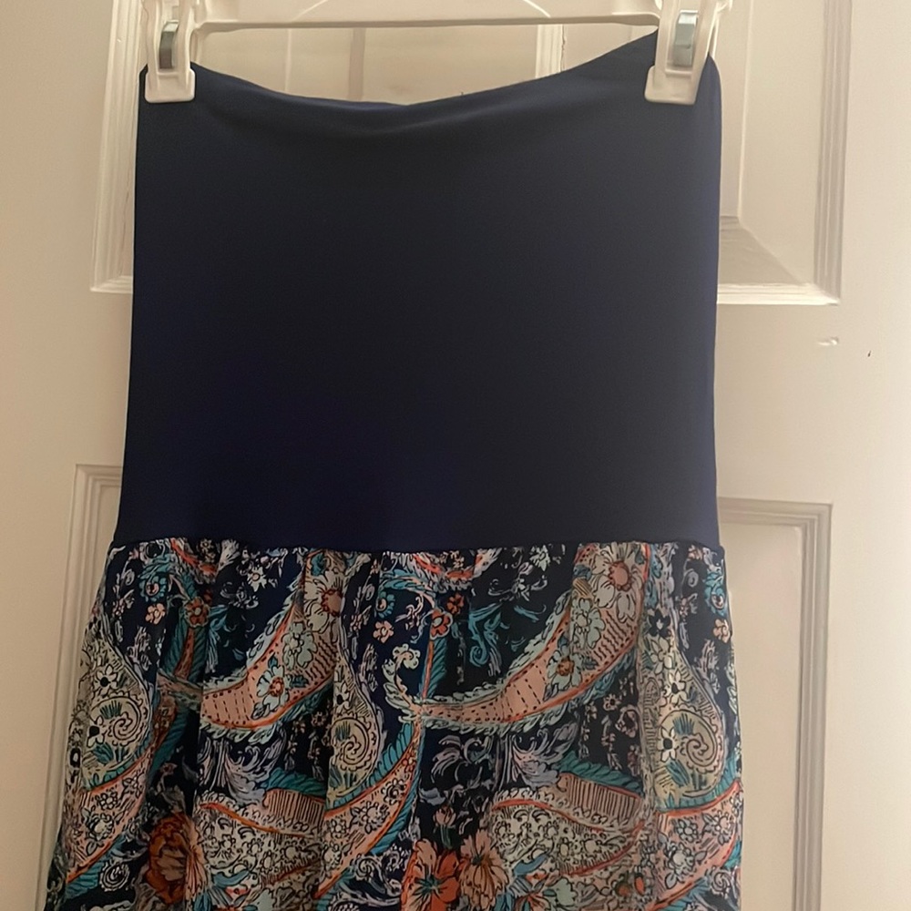 Size small navy top with print bottom maxi dress